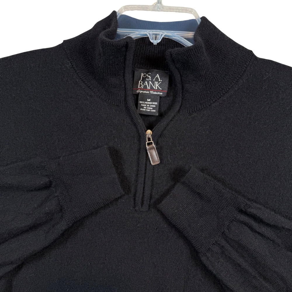 Jos. A. Bank Quarter-Zip Sweater Mens Medium Black Merino Wool